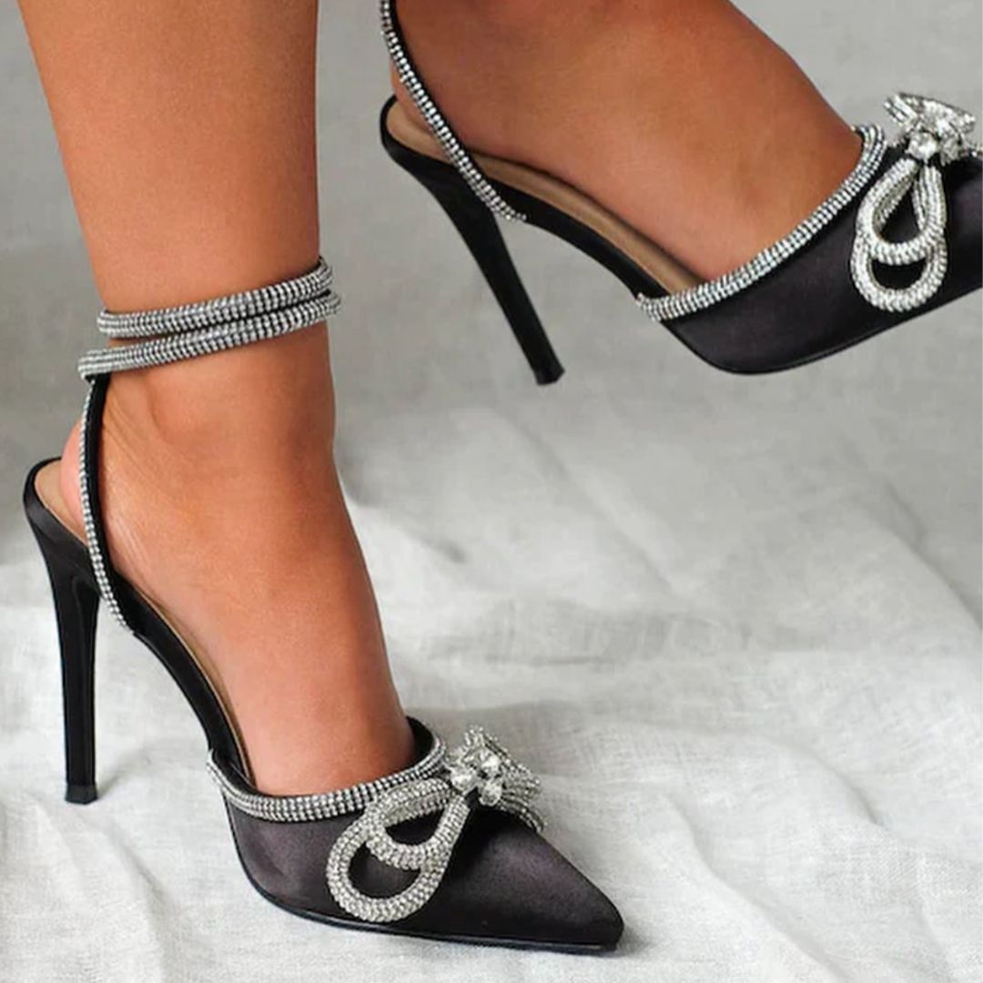 Marilyn | Rhinestone Bow HeelS